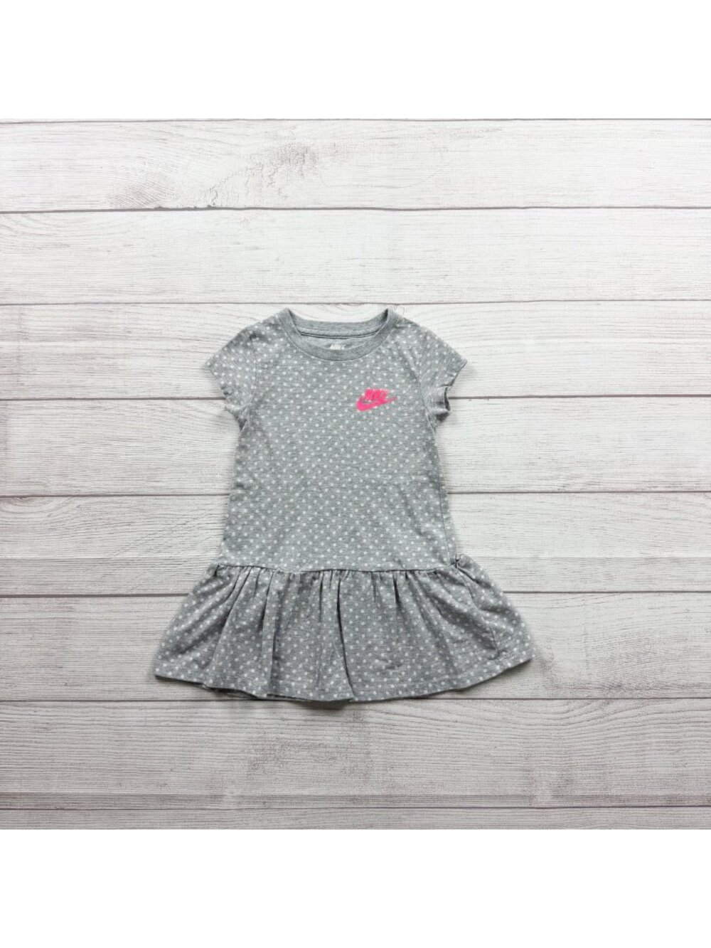 Nike Toddler Girls Polka Dot Ruffle Hem Dress Gray 2T